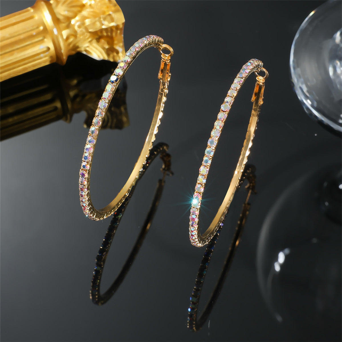 Europe and the United States hot selling personality exaggerated ear ring women simple fashion diamond big circle earrings earrings