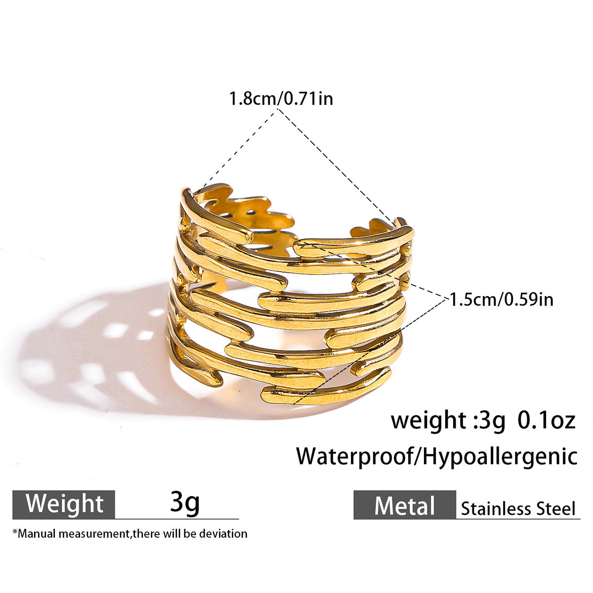 Malt stainless steel titanium steel non-fading rings ins adjustable opening design ring, European and American hand jewelry set