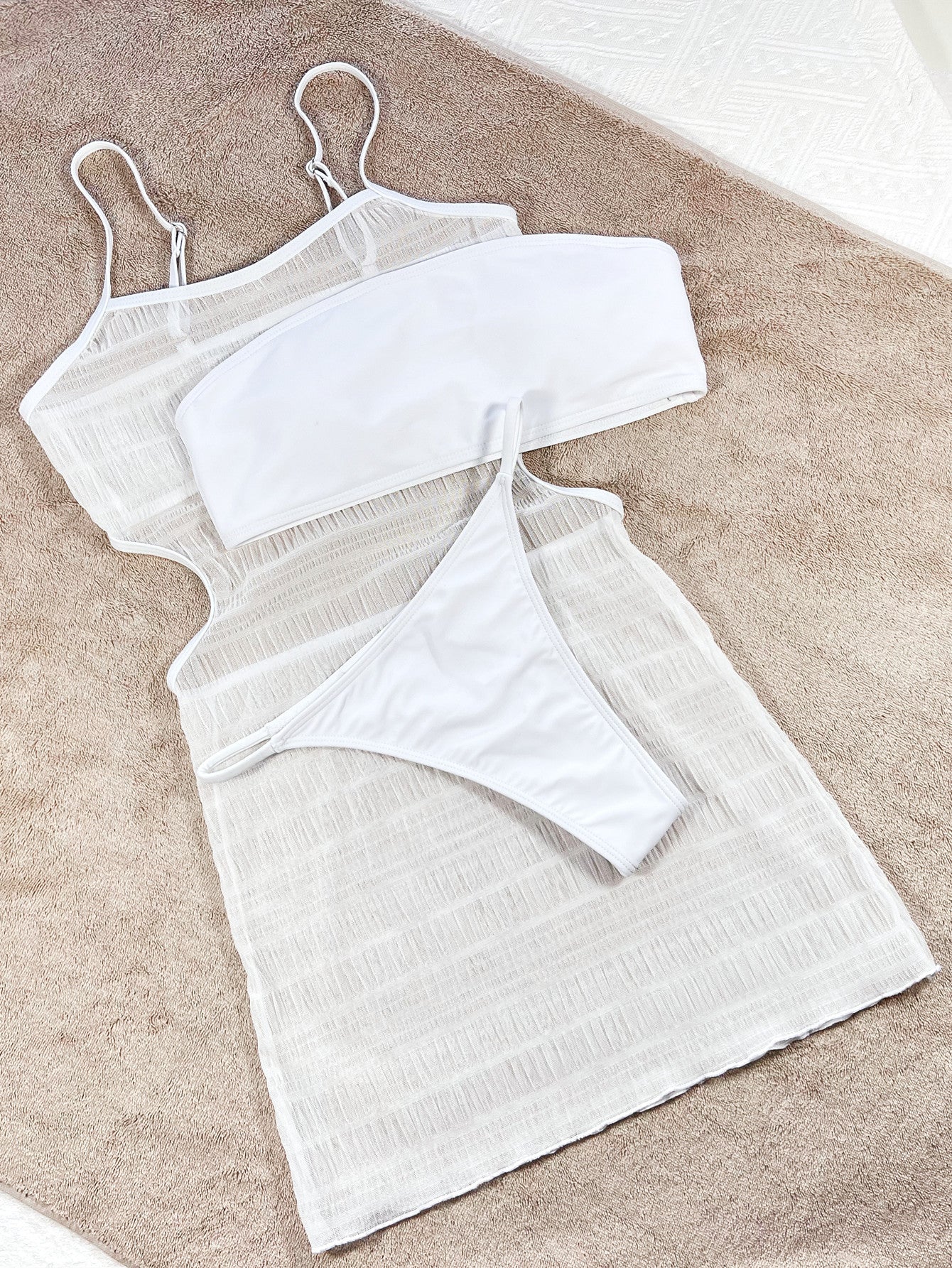 Three-piece single swimsuit bikini new swimsuit women's split solid color swimsuit burst swimsuit