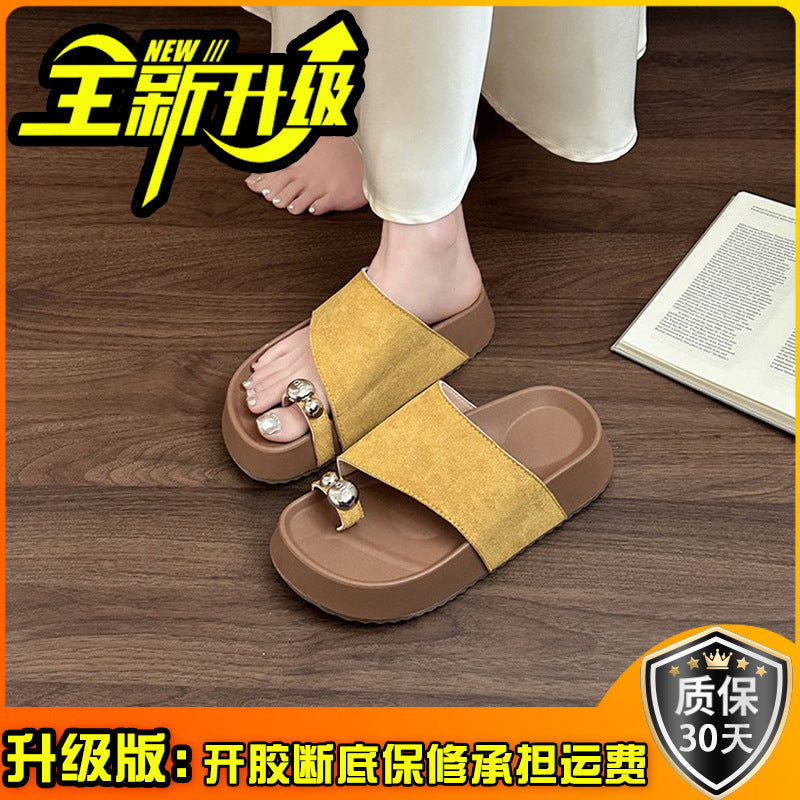 Flat bottom one-word toe slippers women's summer wear  spring new skirt beach cool slippers comfortable and versatile