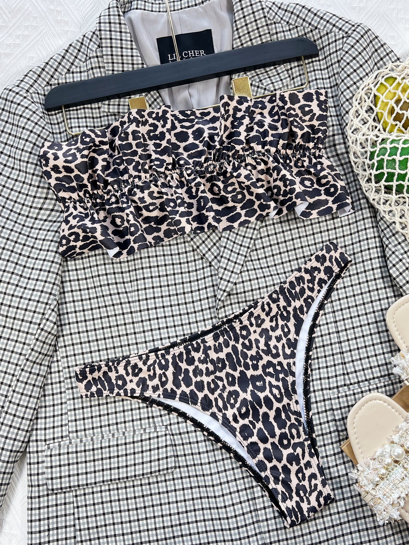 Outer single swimsuits  European and American foreign trade women's split swimsuits tube top sexy bikini