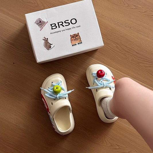 Cartoon platform hole shoes summer fashion outerwear doll muffin bottom heightening beach sandals girls bag head slippers