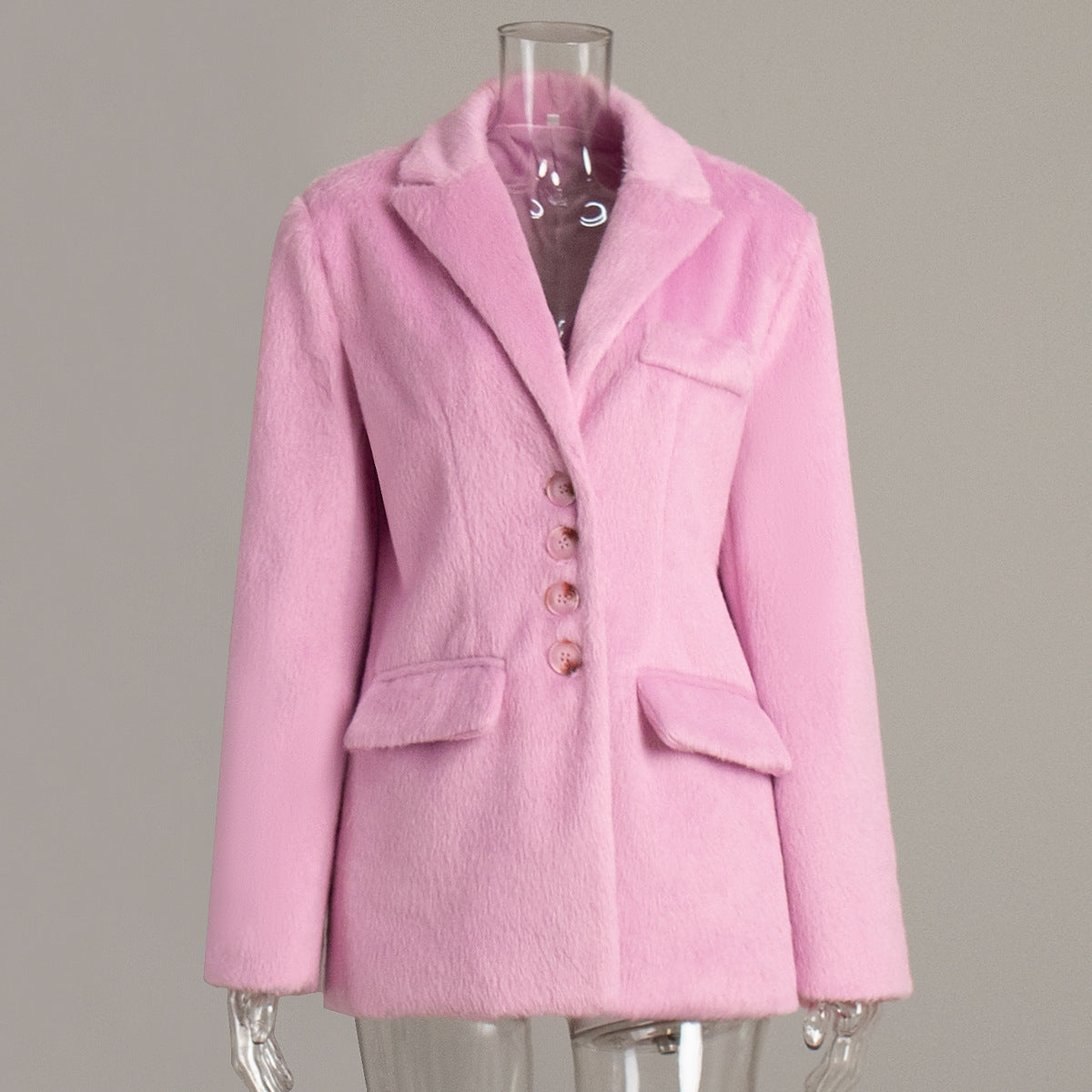 Celebrity style loose lapel plush jackets autumn and winter cross-border European and American INS explosion long-sleeved coat coat women