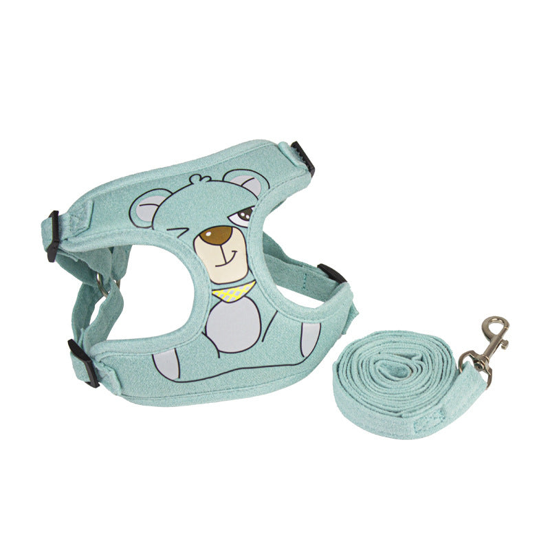 Cross-border hot-selling dog leash, harness type, small dog cartoon printed cat and dog universal rope, pet chest strap.  dog toy
