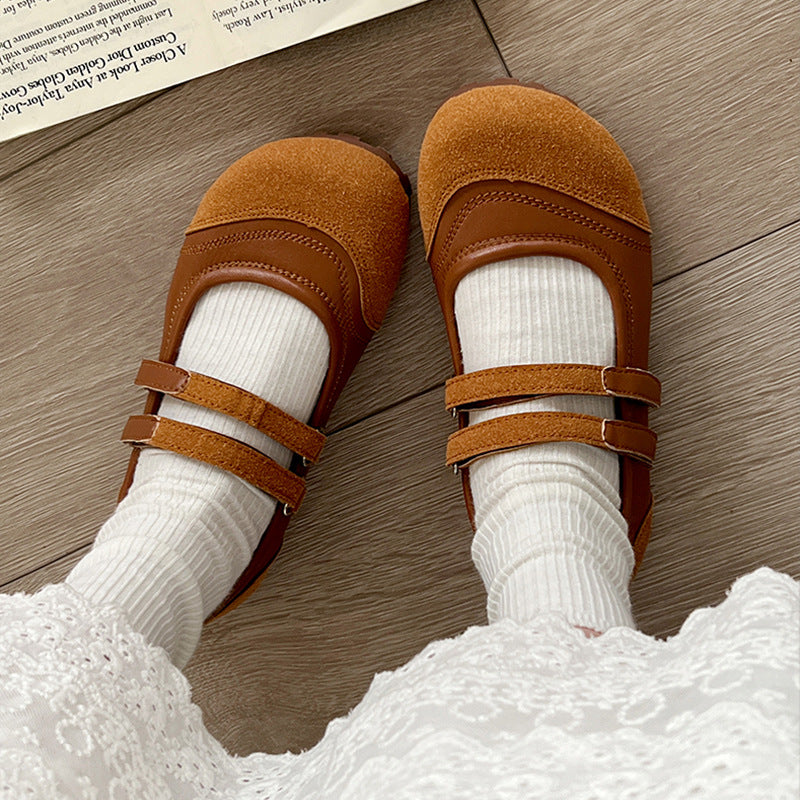 Fashion retro small fragrant Mary Jane shoes women's shoes spring and autumn  new inner height increase Boken shoes soft sole single beanie  shoes
