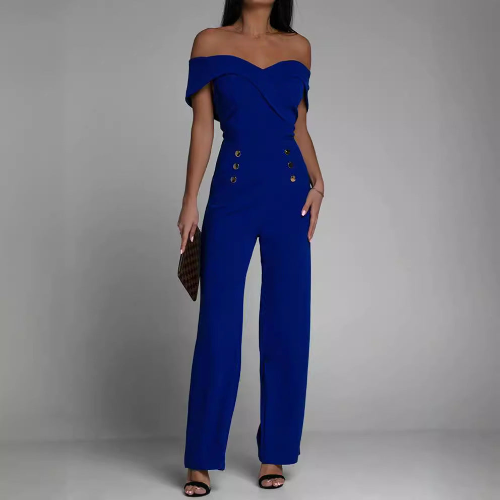 New European station women's pants solid color tube top slim jumpsuit cross-border supply suits