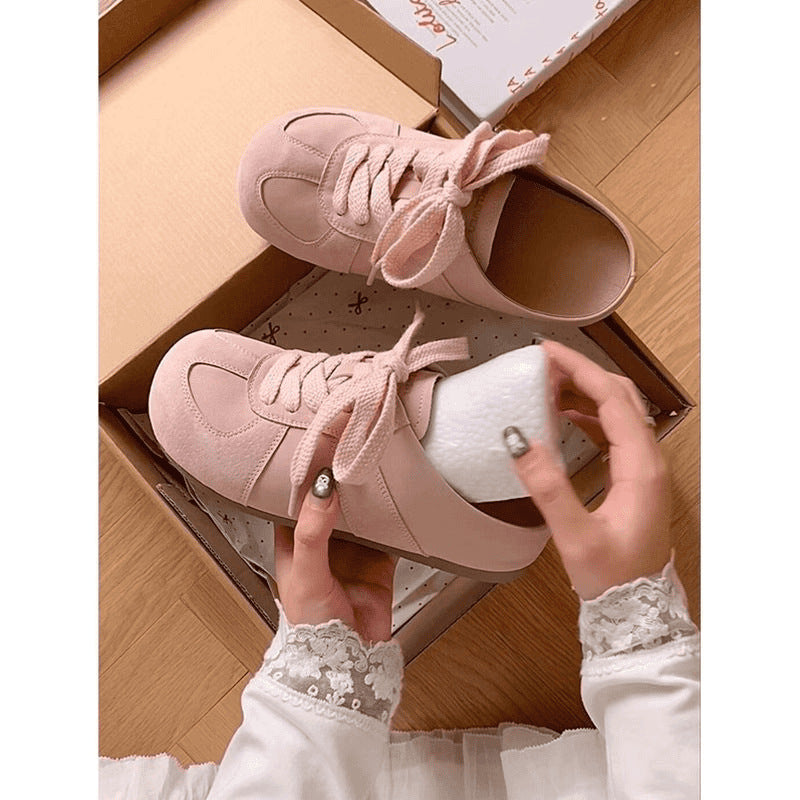 Birkenstock bag head half slippers women's spring wear a pair of cool slippers soft sole without heel lazy lace-up German training shoes