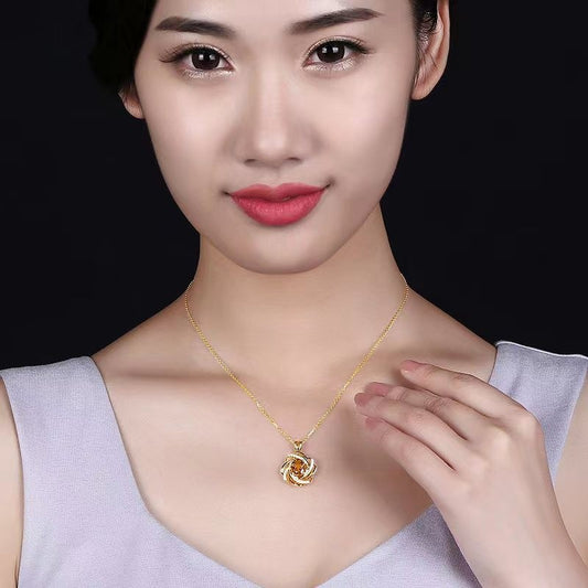 Accessories Pendants Necklace Wholesale Women's Niche Design Valentine's Day European and American Fashion Flowers Sapphire Collarbone Chain