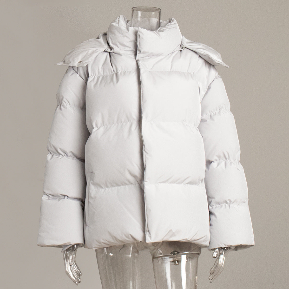 Padded jacket women's winter European and American new padded jacket loose padded jacket solid color hooded padded coat jackets
