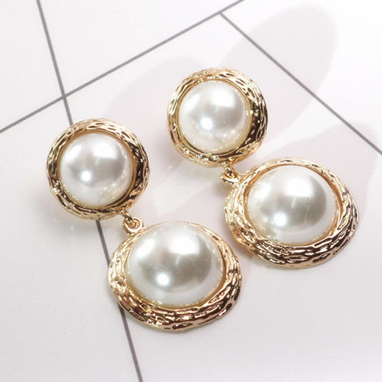 Dichka fashion geometric pearl zircon crystal long fringed earrings women's high-end luxury temperament stud earrings earrings