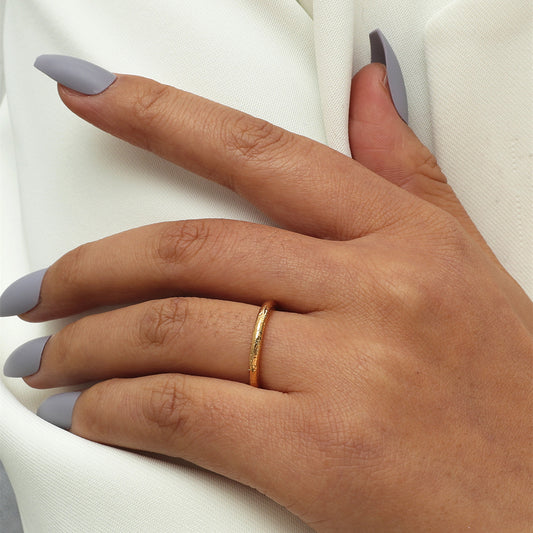 European and American retro hand-made beating concave-convex texture fine ring women's high-end sense simple daily versatile rings