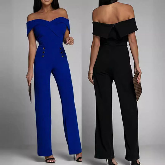 New European station women's pants solid color tube top slim jumpsuit cross-border supply suits