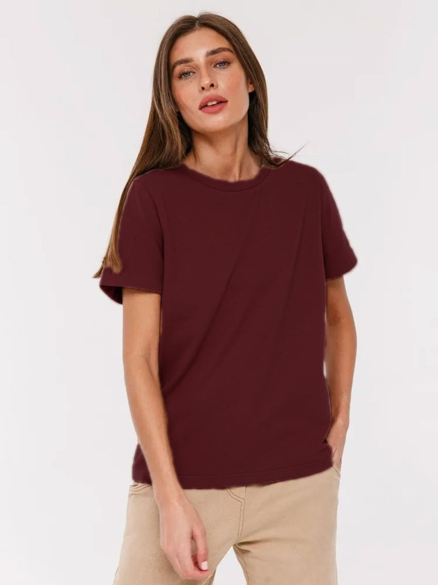 Short-sleeved T-shirt European and American summer new women's fashion casual home commuting versatile round neck short-sleeved T-shirt