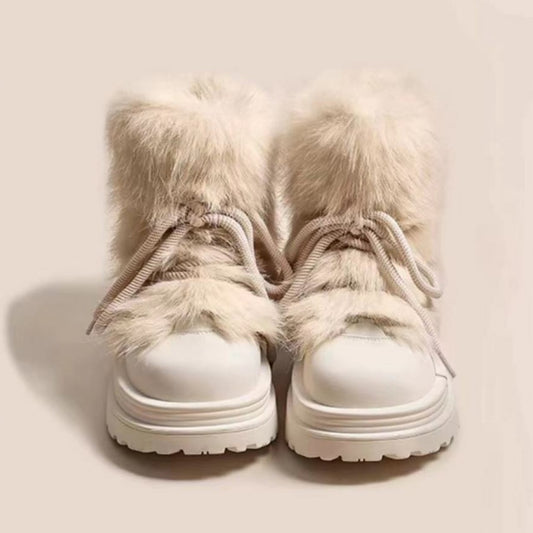 autumn and winter new fashionable, comfortable, lightweight and warm thick-soled heightening fluffy snow boot shoes women's piled thickened cotton shoes