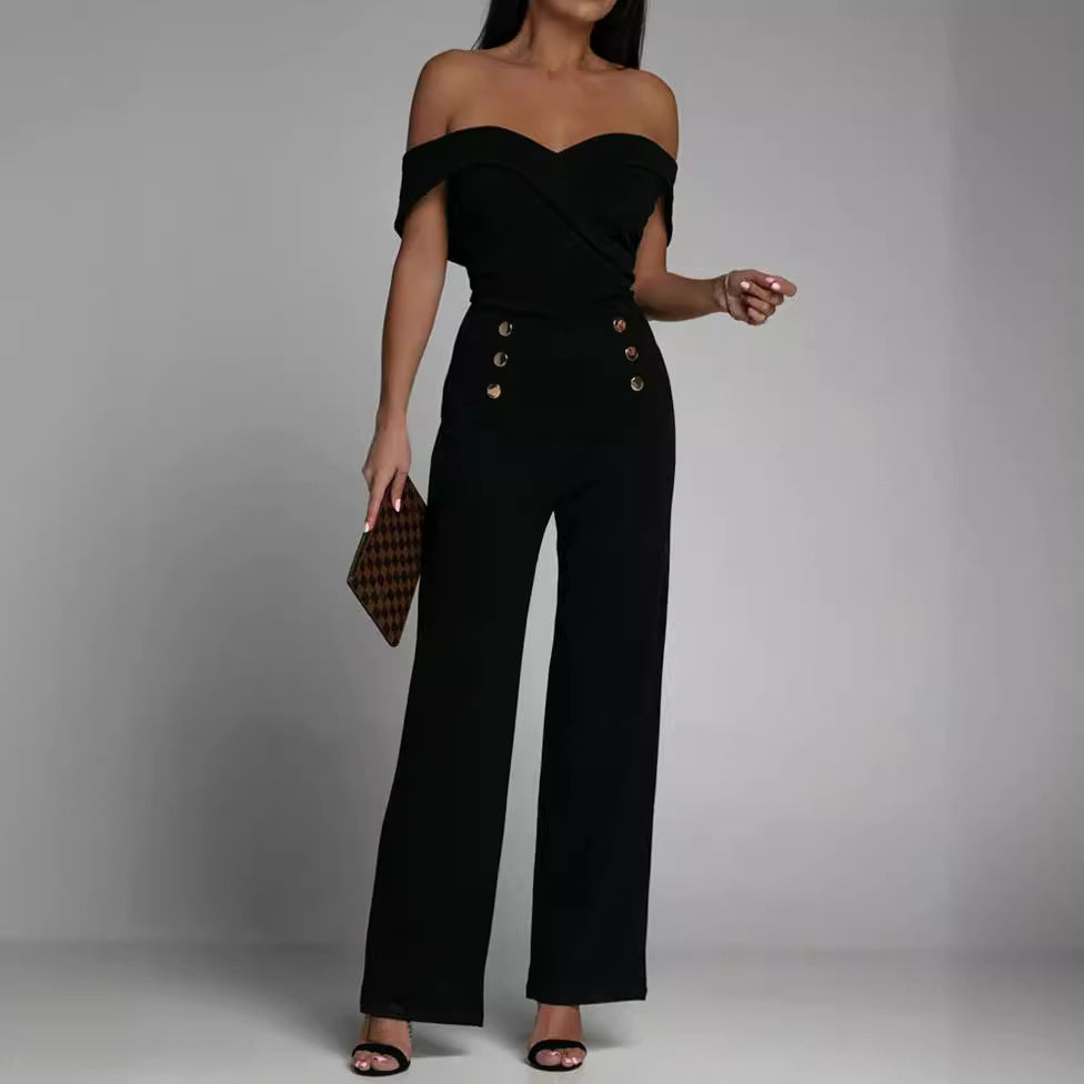 New European station women's pants solid color tube top slim jumpsuit cross-border supply suits