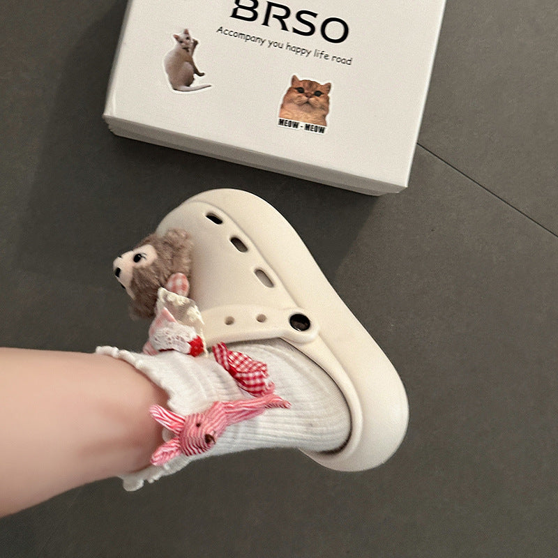 bow Sydney bag head half slippers women's outer wear  spring and summer new hole shoes two wear sandals