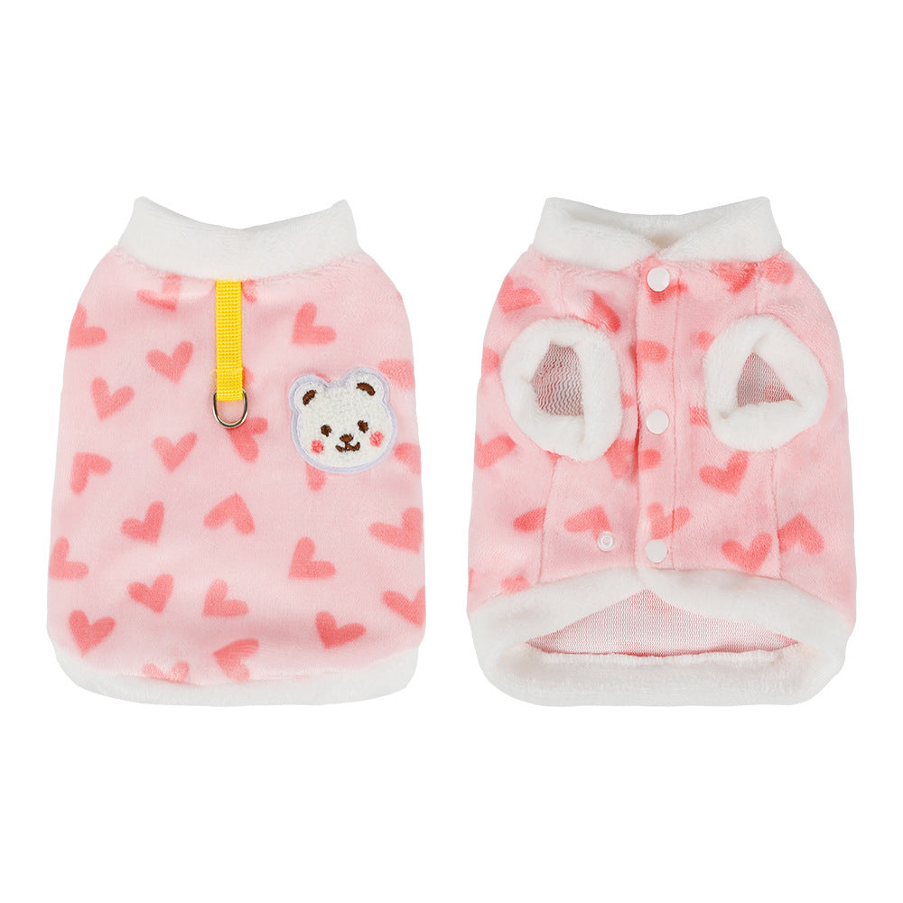 Cute autumn and winter dog bear vest vest vest can be towed simple wind small dog cat pet clothes  dog toy