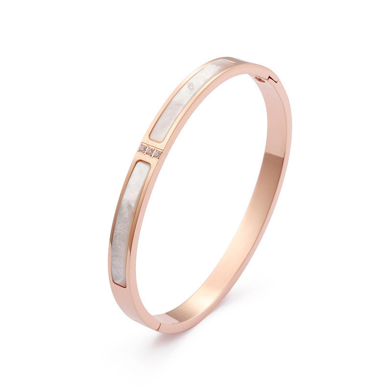 hot-selling temperament zirconium diamond fritillary surface titanium steel bracelet women's light luxury versatile rose gold non-fading bracelet