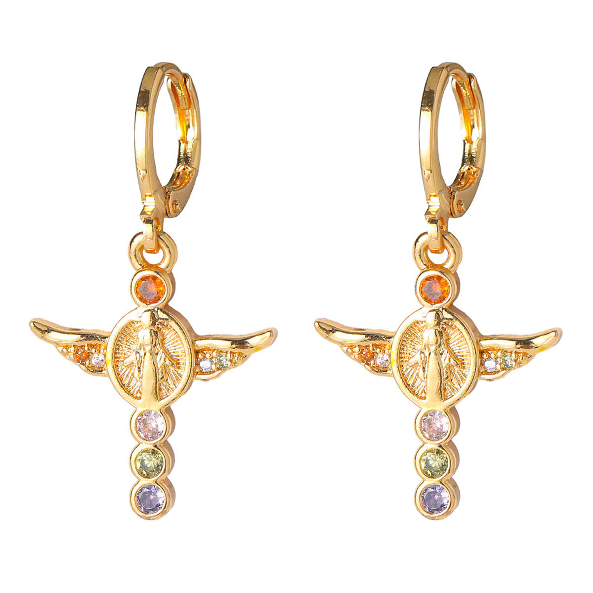 Choka, classic retro high-end luxury long ear buckle women, fashionable zircon earrings, versatile copper ear jewelry