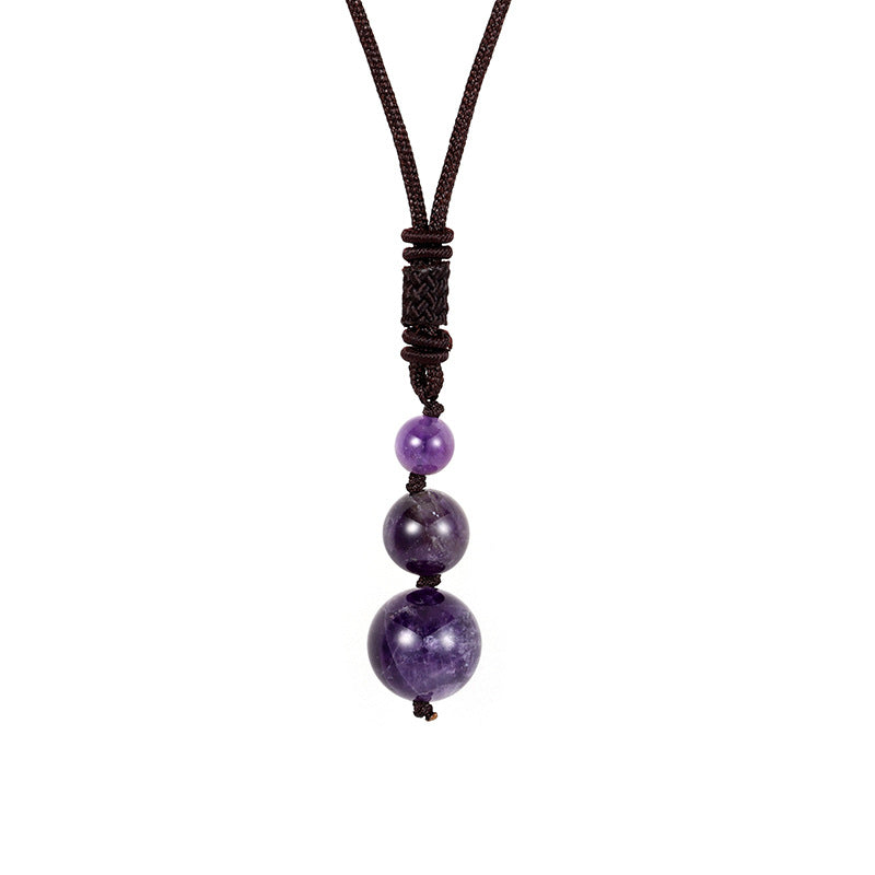 European and American fashion accessories 16MM natural amethyst pendant necklace red tiger's eye stone obsidian necklace men's and women's jewelry