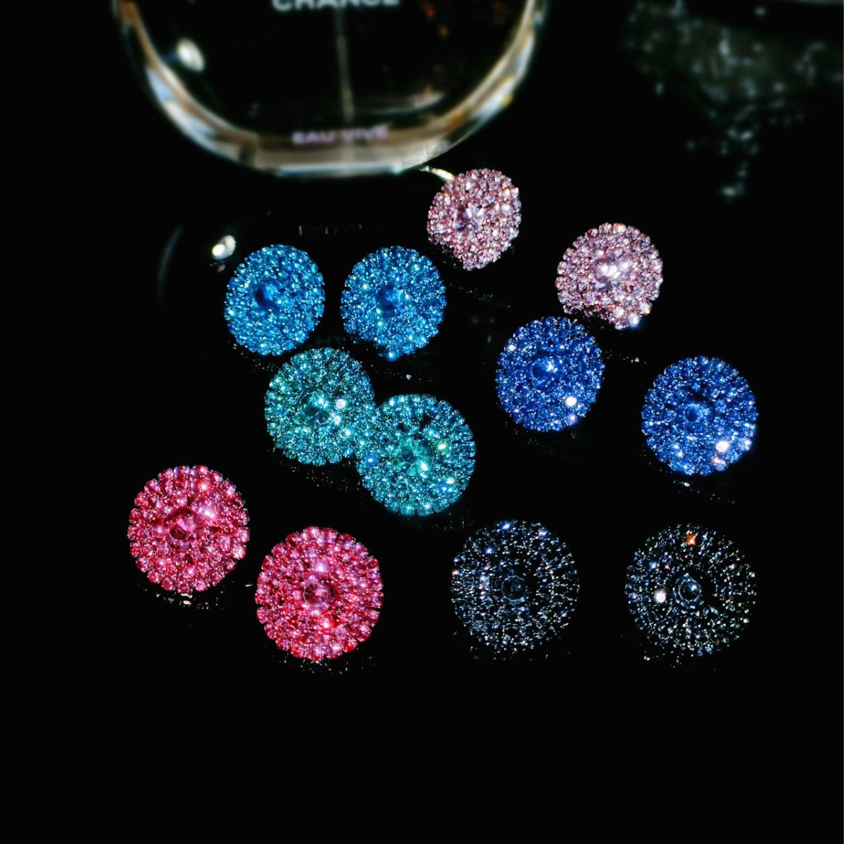 DINGKA explosive rhinestone geometric round women's earrings, a pair of versatile exquisite circles