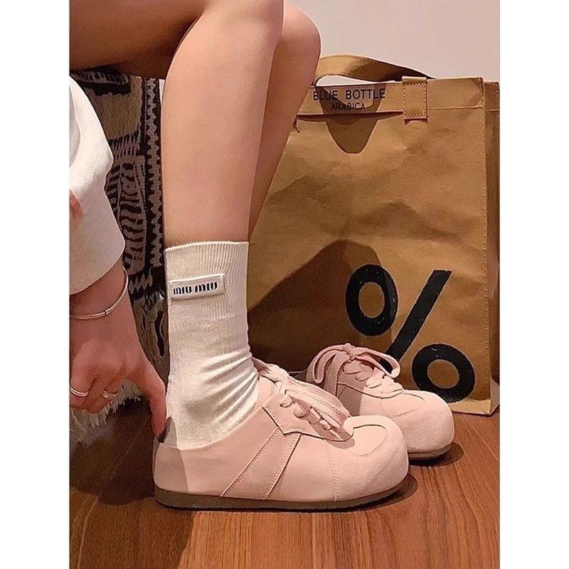 Birkenstock bag head half slippers women's spring wear a pair of cool slippers soft sole without heel lazy lace-up German training shoes