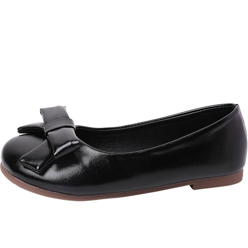 48 hours delivery, new Korean version of gentle temperament, round head, shallow mouth bow, versatile four-season single beanie shoes, flat women's shoes