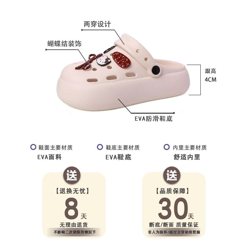 Hole shoes shoe flower cartoon DIY cute bow women KT cat shoes summer decorative accessories  head half slippers