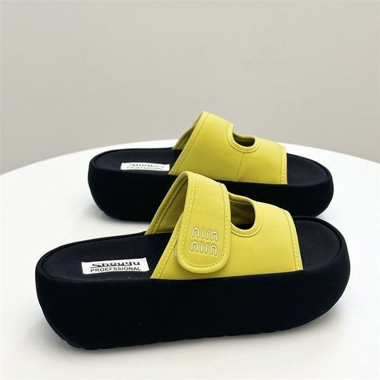 Height-increasing women's platform slippers new summer outer wear home Velcro with skirt non-slip versatile sandals