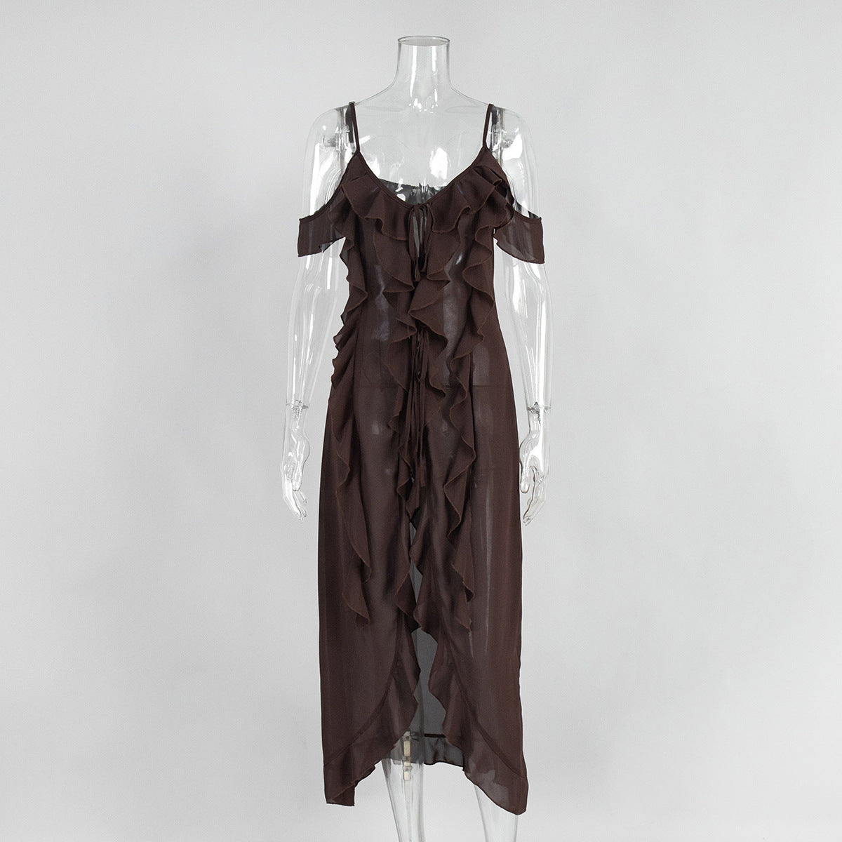 Xiecha sexy suspender dress, European and American summer new lotus leaf edge V-neck suspender dress for women