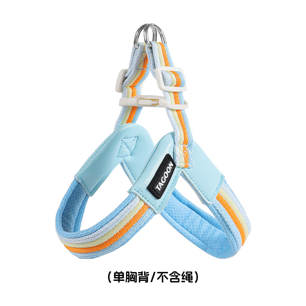 New pet leash, rainbow color dog walking leash, light and breathable, convenient chest strap, spot dog chest back  dog toy