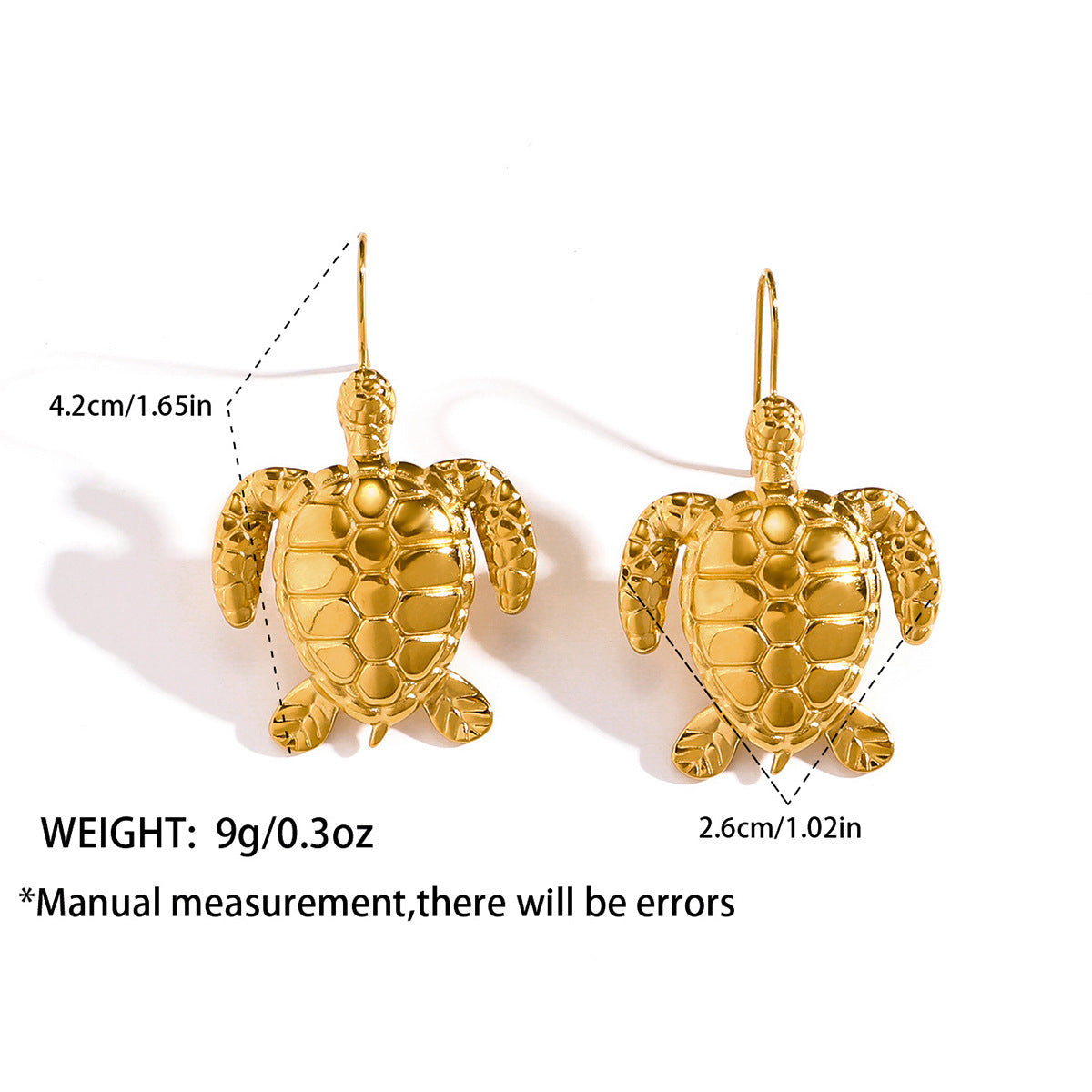 Malt European and American titanium steel earrings female turtle stud earrings ear hooks niche stainless steel non-fading jewelry rings