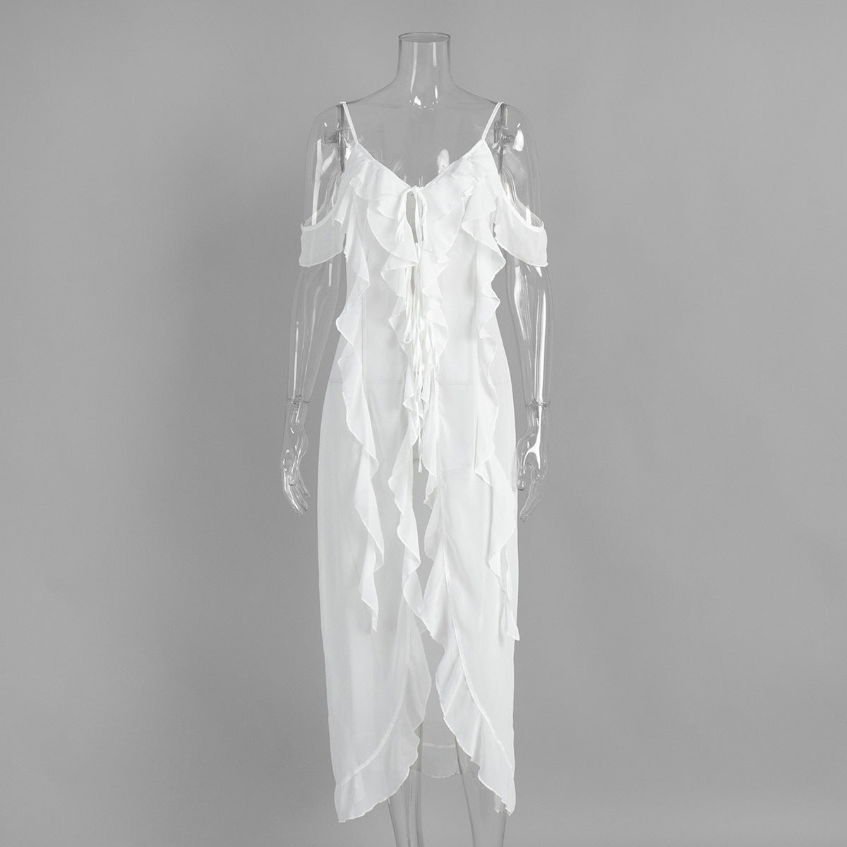 Xiecha sexy suspender dress, European and American summer new lotus leaf edge V-neck suspender dress for women