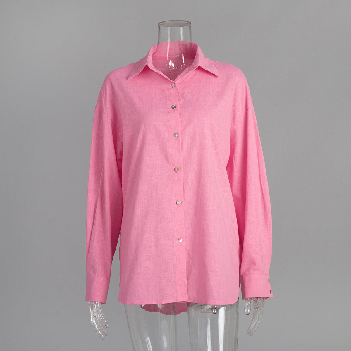 Casual shirt European and American spring and summer fashion versatile lazy fashion casual solid color simple loose shirt  t-shirts