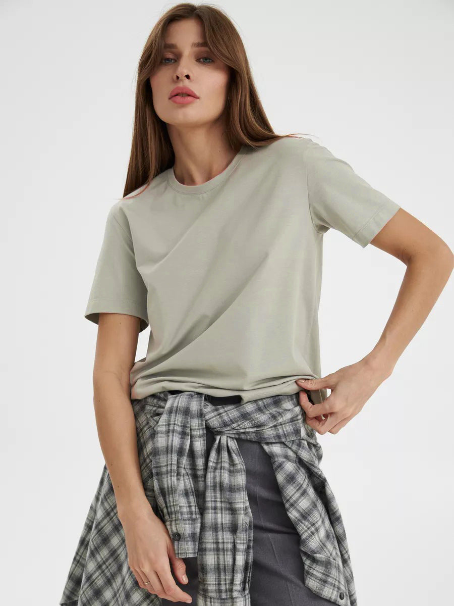 Short-sleeved T-shirt European and American summer new women's fashion casual home commuting versatile round neck short-sleeved T-shirt