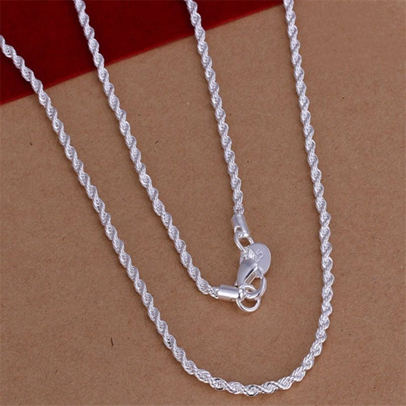 Dragon and Twist Chain Necklace 4mm Silver Plated Necklace, Hot Selling in Europe and America, Silver Plated Twist Necklace