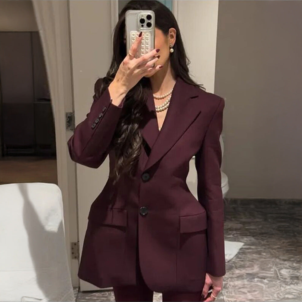 Slim suit women's spring V-neck waist thin suit advanced ins commuter blazer women  suits