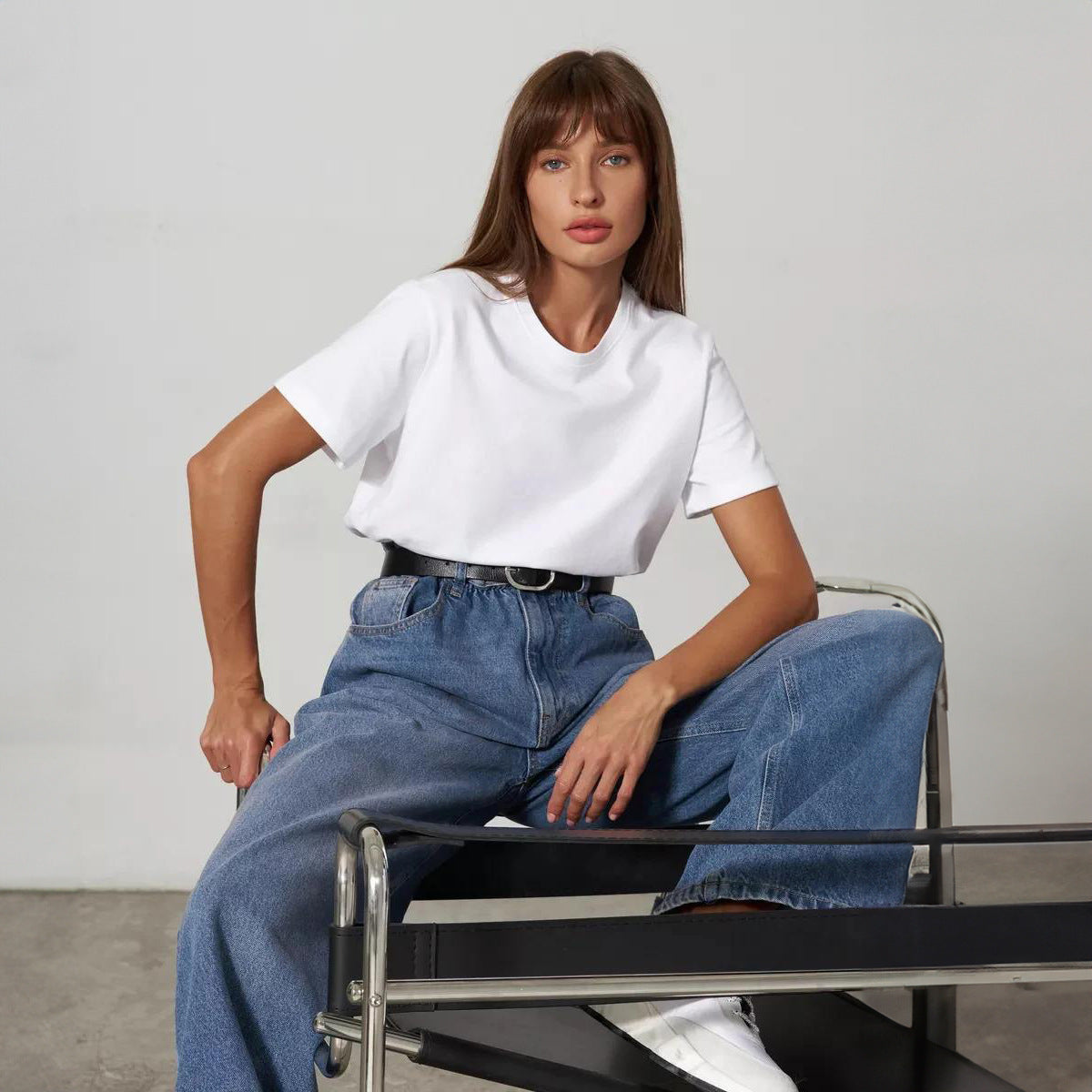 Short-sleeved T-shirt European and American summer new women's fashion casual home commuting versatile round neck short-sleeved T-shirt