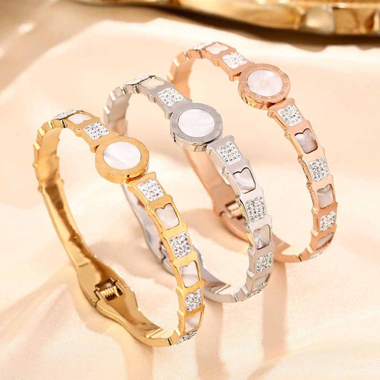 Cross-border geometric circle letter titanium steel bracelet women's simple fashion versatile personality trendy jewelry couple bracelet jewelry