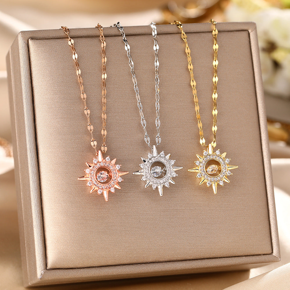 Cross-border hot sale Smart Sun God pendant Titanium steel necklace Women's versatile niche design ins style fashion jewelry