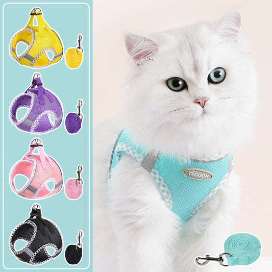 Popular cat leash wrapped pet chest back cat rope anti-break free cat leash spot  cat toy