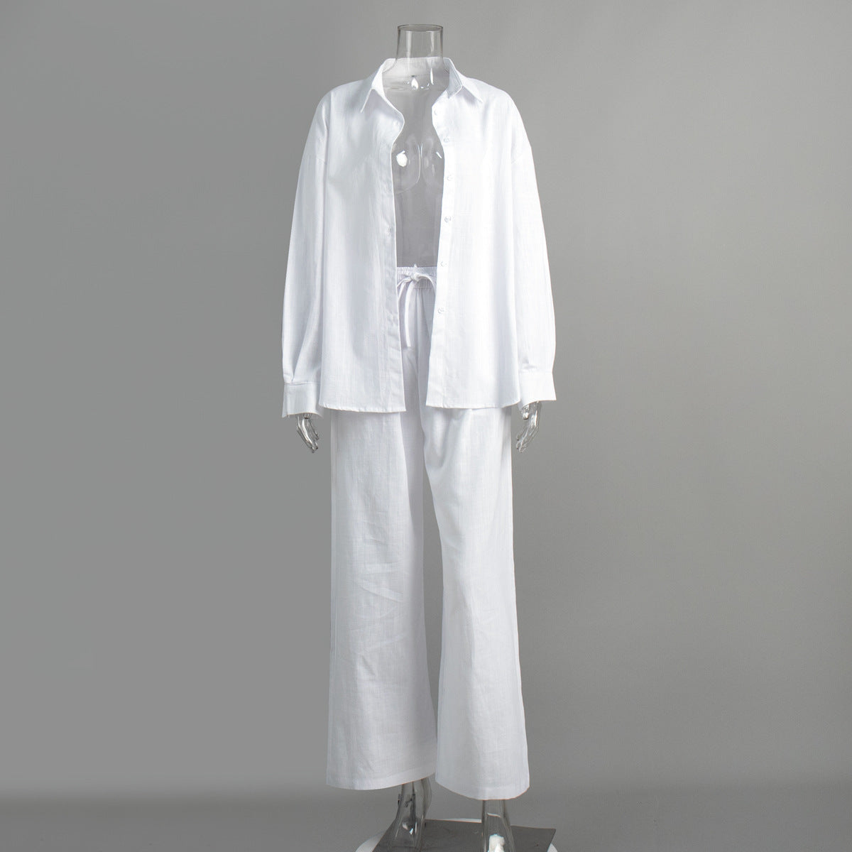 Pure cotton shirt trousers set European and American spring and summer new loose long-sleeved shirt casual suits women