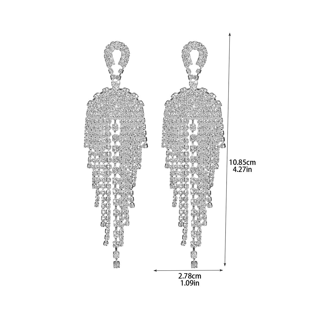 Cross-border European and American fashion full diamond super flash fringed earrings light luxury high sense explosion stud earrings temperament versatile earrings women
