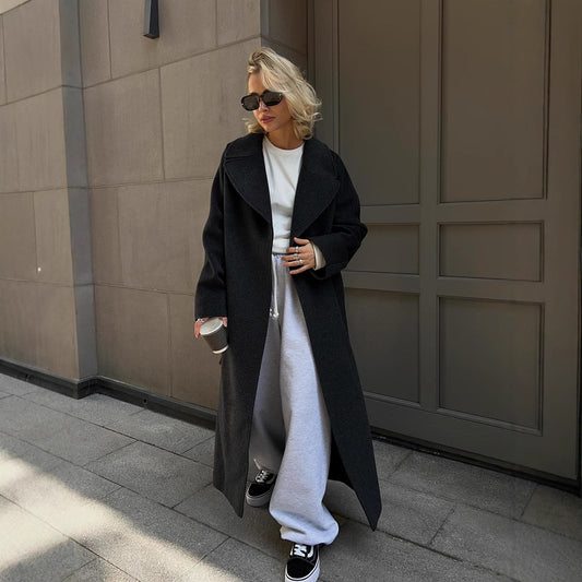 Wool woolen coat for women, Europe, America, autumn and winter loose with rotator sleeves, wool double-sided woolen Maillard coat  jackets