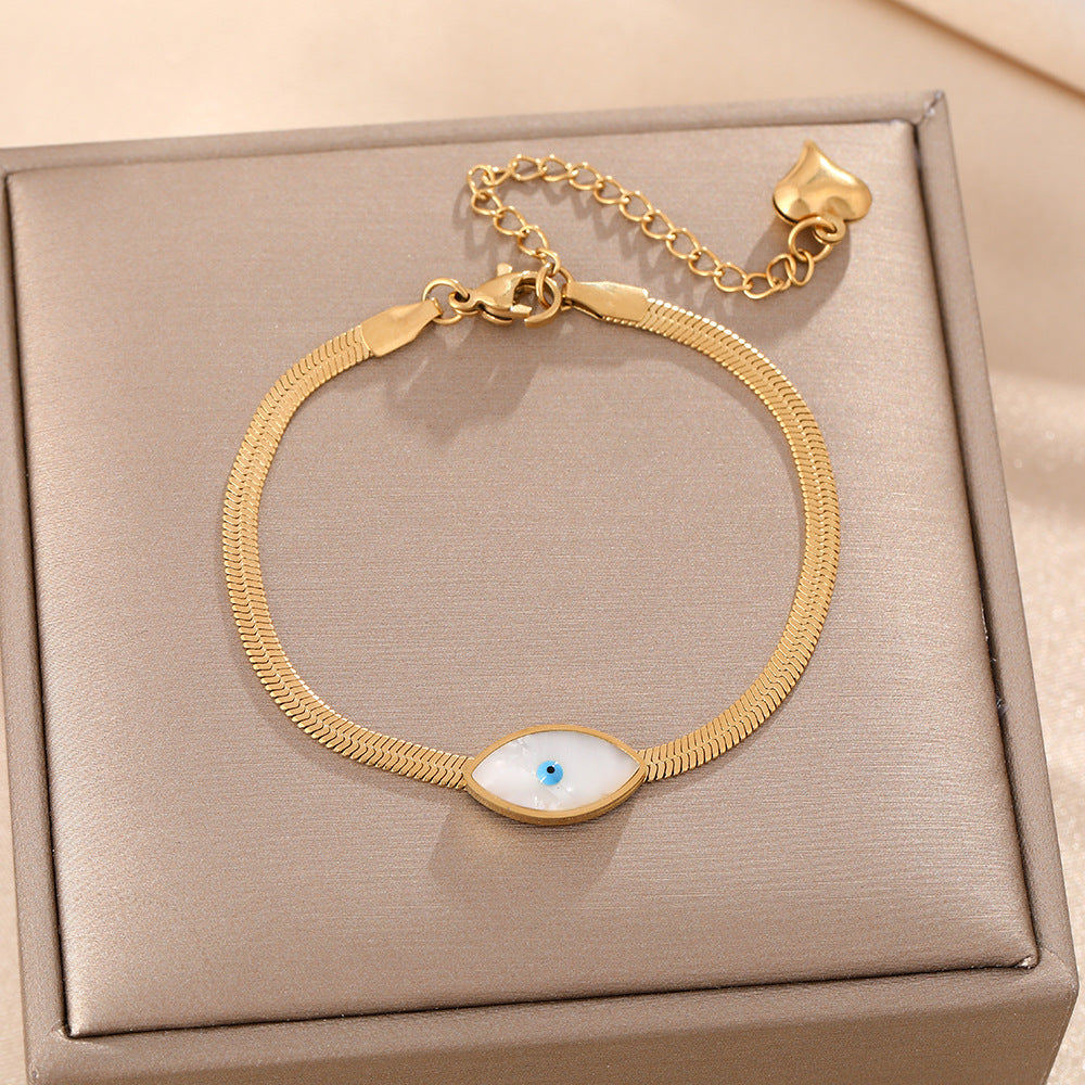 Cross-border hip-hop devil's eye titanium steel bracelet female personality ins niche light luxury design hot-selling non-fading jewelry