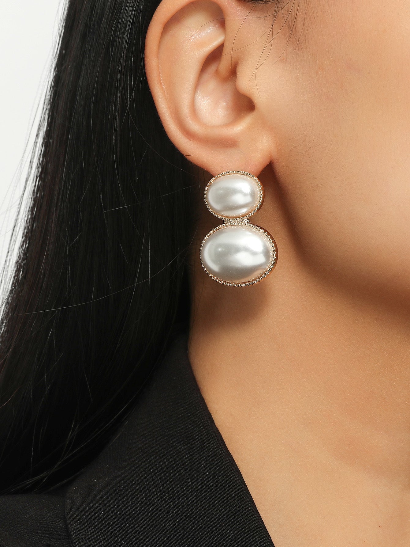 Dichka fashion geometric pearl zircon crystal long fringed earrings women's high-end luxury temperament stud earrings earrings