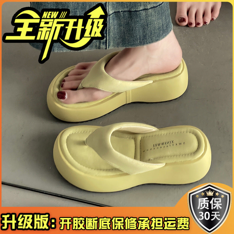 Fashion Internet celebrity popular thick-soled flip-flops women's summer wear  new versatile casual soft-soled cool slippers