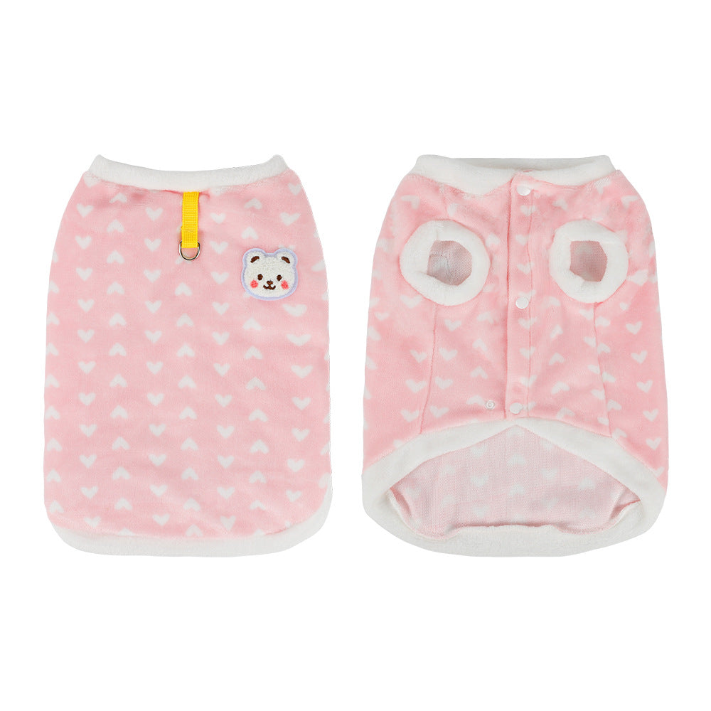 Cute autumn and winter dog bear vest vest vest can be towed simple wind small dog cat pet clothes  dog toy