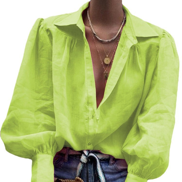 Women's autumn and winter solid color single-breasted long-sleeved shirts top 6 colors 4 yards