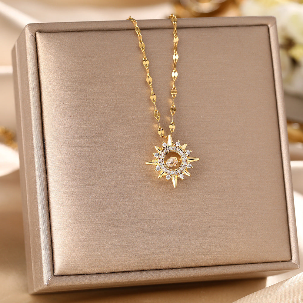 Cross-border hot sale Smart Sun God pendant Titanium steel necklace Women's versatile niche design ins style fashion jewelry